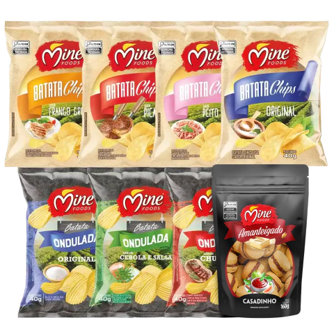 Caixa Mista Chips e Onduladas Sortidas + 1 Amanteigado Sortido Grátis | Caixa com 20 unidades + 1 Amanteigado