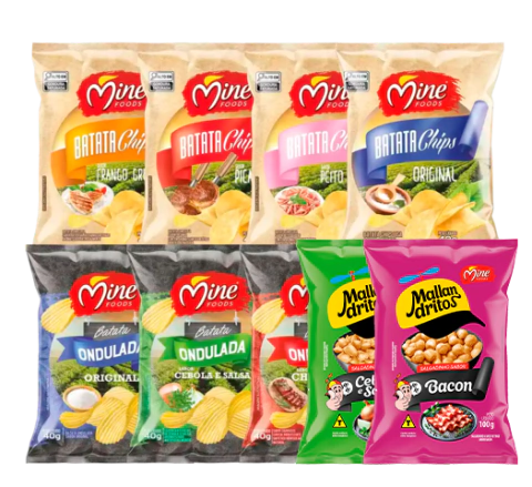 Caixa Mista Chips e Onduladas Sortidas + 2 Mallandritos Sortido Grátis | Caixa com 20 unidades + 2 Mallandritos